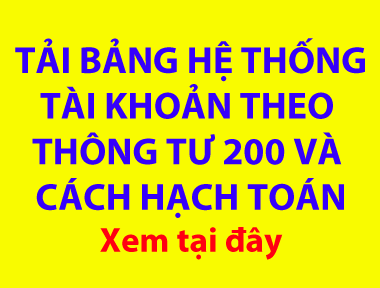 Hệ thống tài khoản kế toán theo thông tư 200