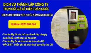 Dịch vụ thành lập công ty tại Hà Nội trọn gói giá rẻ